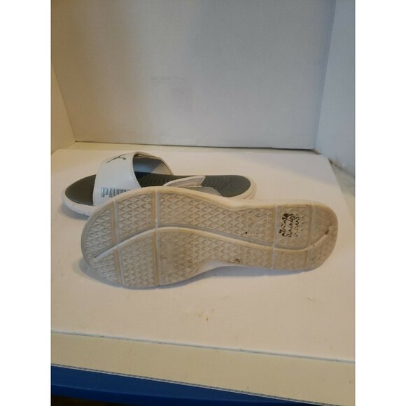 Puma White & Grey Hook & Loop Slide on Sandals 9 - Picture 3 of 4
